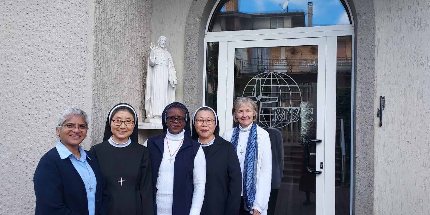 Sr. Bonaventura Kim (Korea), Congregational Leader; Sr. Deborah Reho (USA), Congregational First Councilor; Sr. Sophy Francis (India), Congregational Councilor; Sr. Gratia Kim (Korea), Congregational Councilor; and Sr. Letitia Andowa (Namibia), Congregational Councilor.